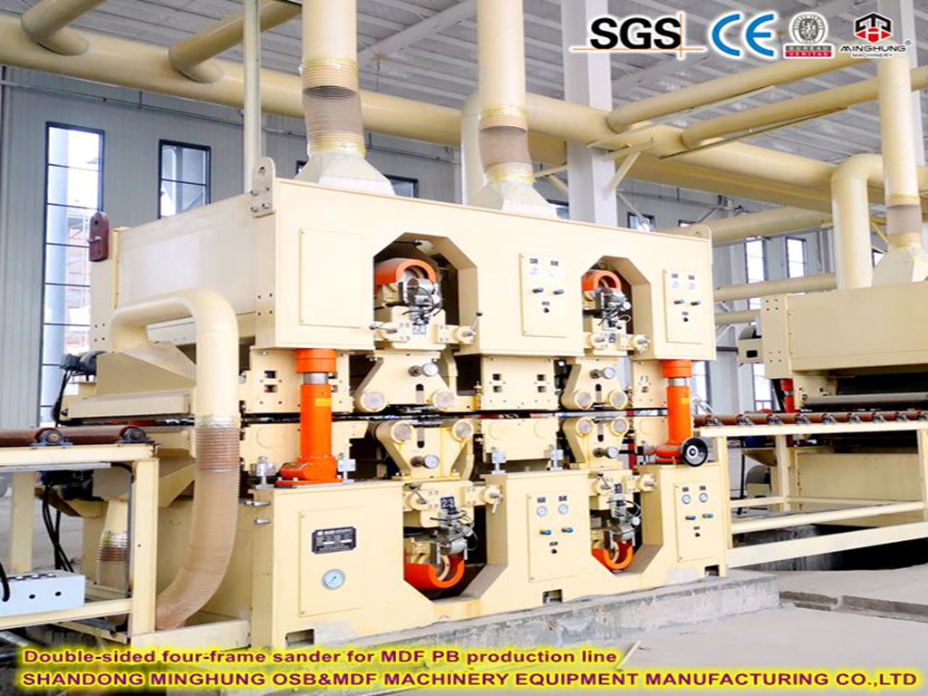 Double sided four frame sanding machine Двустранна машина за шлайфане с четири рамки за производствена линия на MDF PB