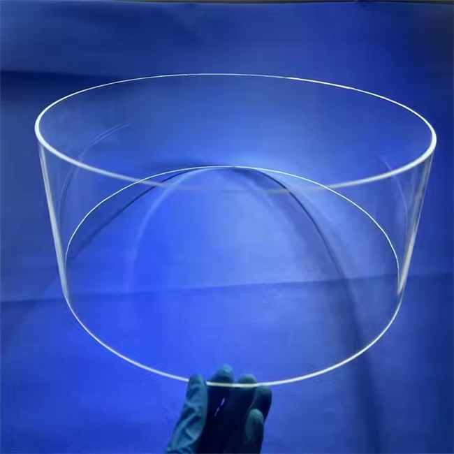 Large diameter fused silica glass tube Quarzglasrohr mit großem Durchmesser