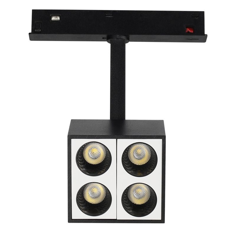 10W 4-head magnetic track spot light TX0630-10 black aluminum housing 10W 4-हेड मैग्नेटिक ट्रैक स्पॉट लाइट TX0630-10 ब्लैक एल्यूमीनियम हाउसिंग