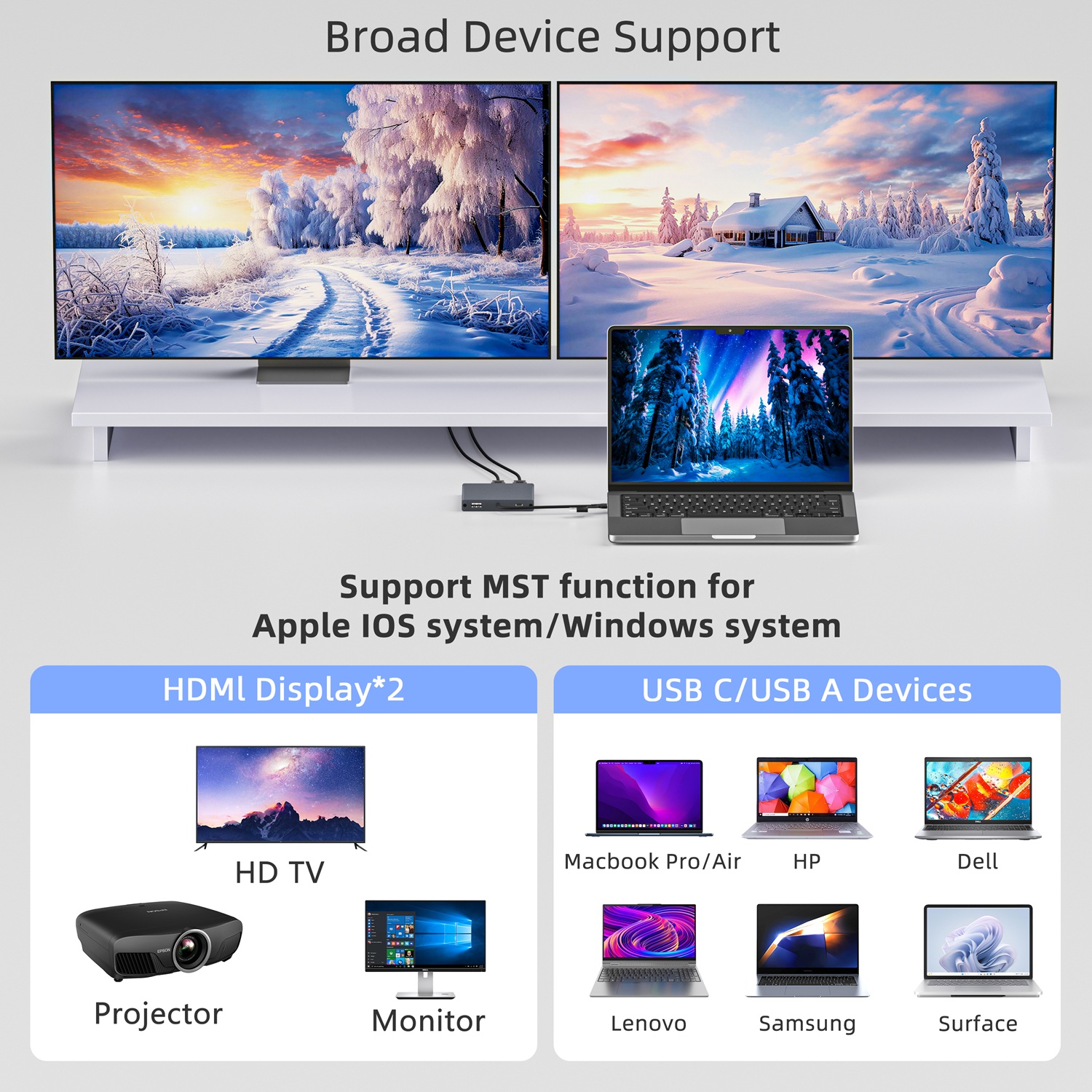 8K HDMI dock 4K DisplayPort dock MST USB-C hub USB-C multi-display adapter 02
