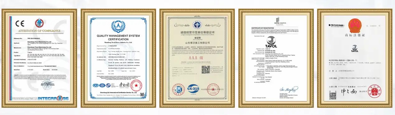 TAVOL Tractor Manufacturing CE and ISO Quality Certifications TAVOL Tractor Manufacturing CE i ISO certifikati kvalitete