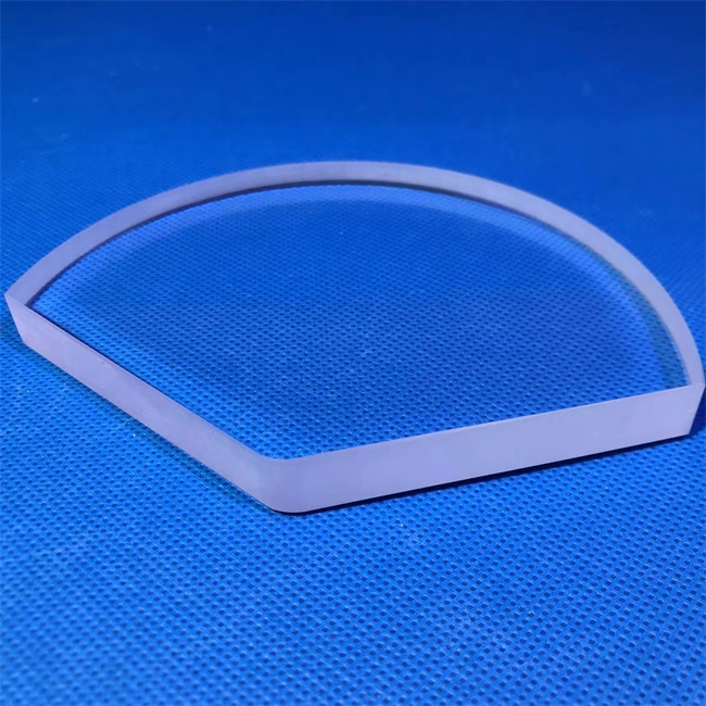 Fan-shaped quartz glass plate Lastra in vetro al quarzo a forma di ventaglio