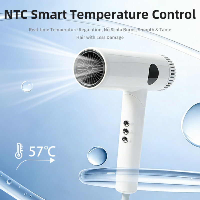 NTC temperature control for HP-02 high-speed foldable ionic hair dryer HP-02 مجفف الشعر الأيوني BLDC القابل للطي مع التحكم في درجة الحرارة NTC