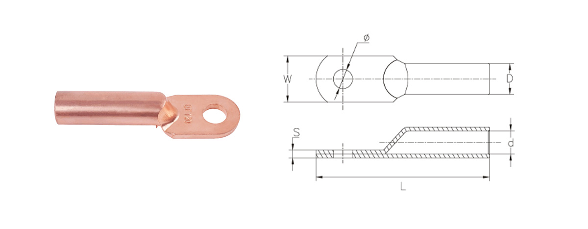 DT Copper Crimp Cable Lug Terminal de cable engarzado de cobre DT