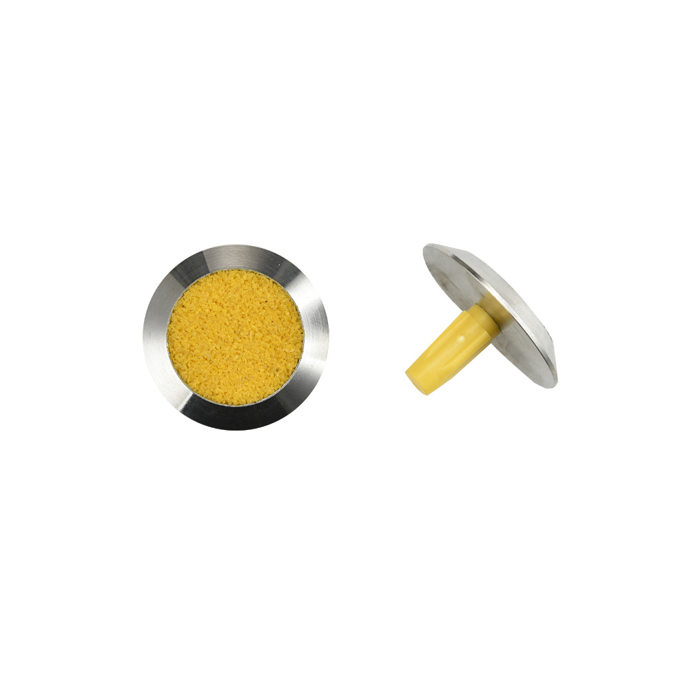 Tactile Paving Indicator Stud with Yellow Carborundum Insert for Road Safe RY-DS109YP Yo‘l harakati xavfsizligi uchun sariq karborund qo‘shimchali taktil yulka ko‘rsatkichi nayzasi RY-DS109YP