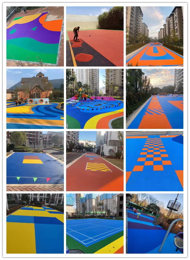 Color EPDM Granules application Anwendung von farbigem EPDM-Granulat