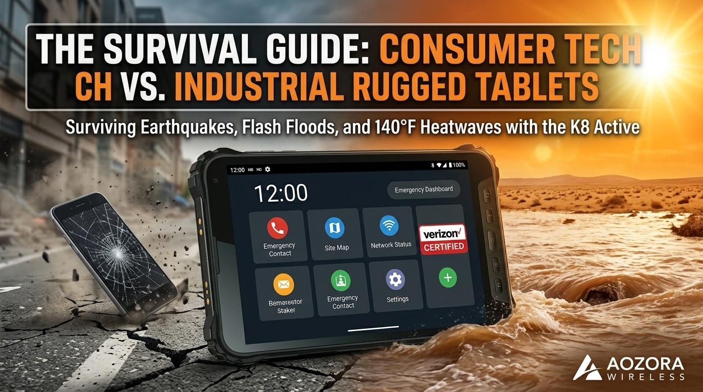 Side by side technical comparison of consumer tablet vs industrial rugged tablet specifications. Confronto tecnico fianco a fianco tra le specifiche dei tablet consumer e dei tablet robusti industriali.