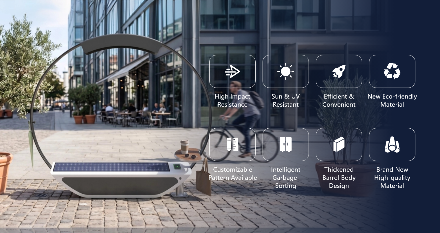 Столик для зарядки мобільного телефону Park Courtyard з навісом від сонячних панелей ZEMSO-ZY-0012-6