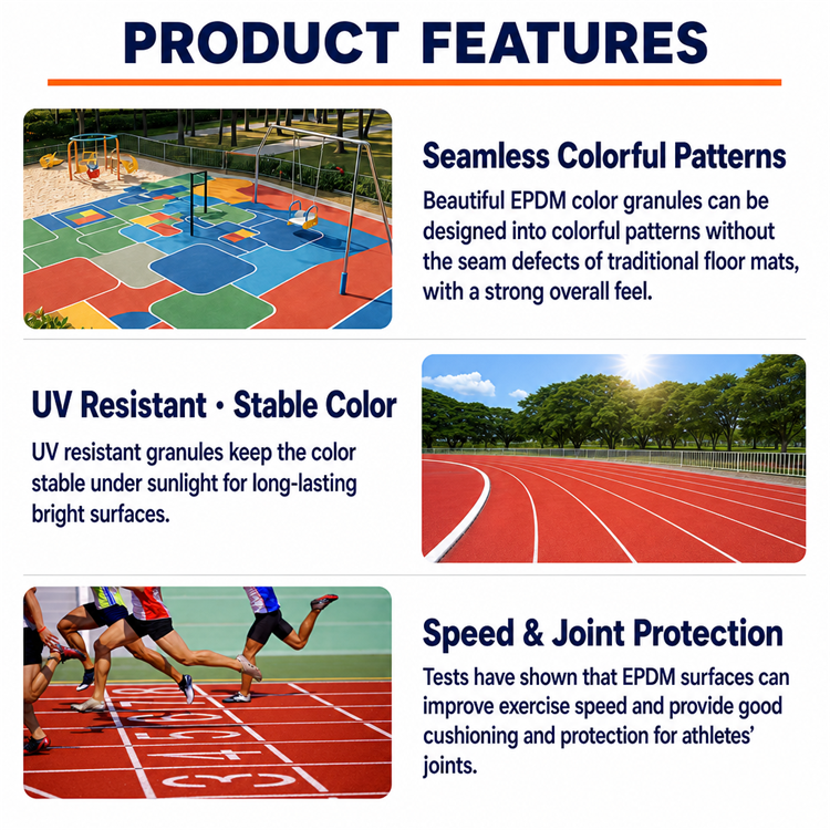 EPDM granules Features Eigenschaften von EPDM-Granulat
