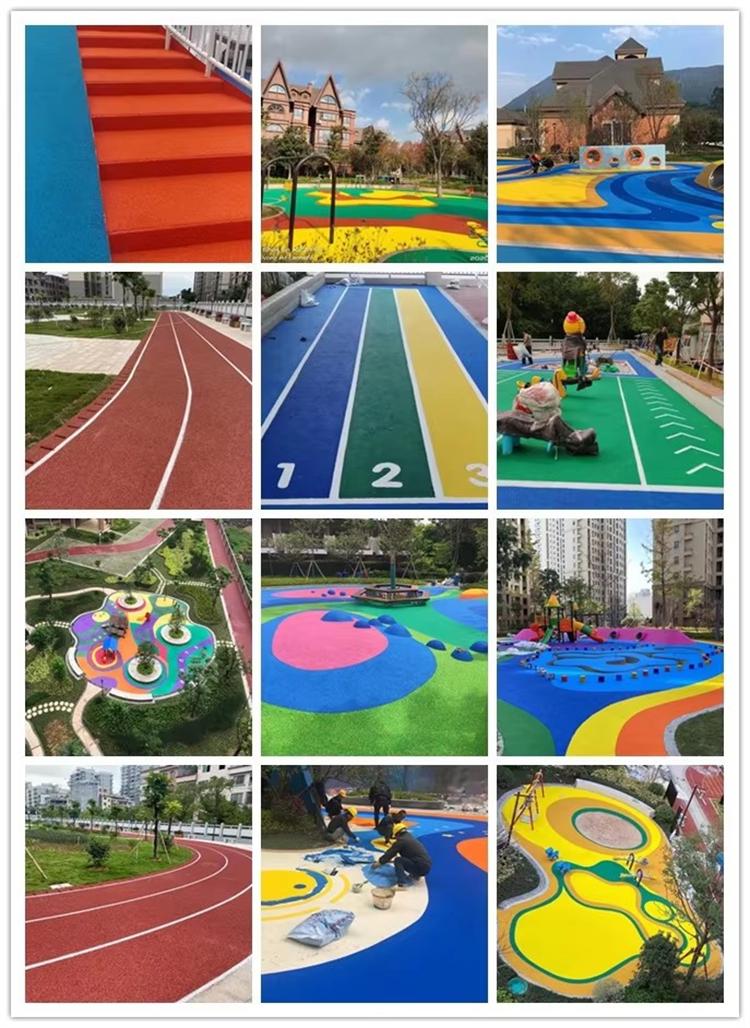 Colored EPDM rubber granules application تطبيق حبيبات المطاط EPDM الملونة