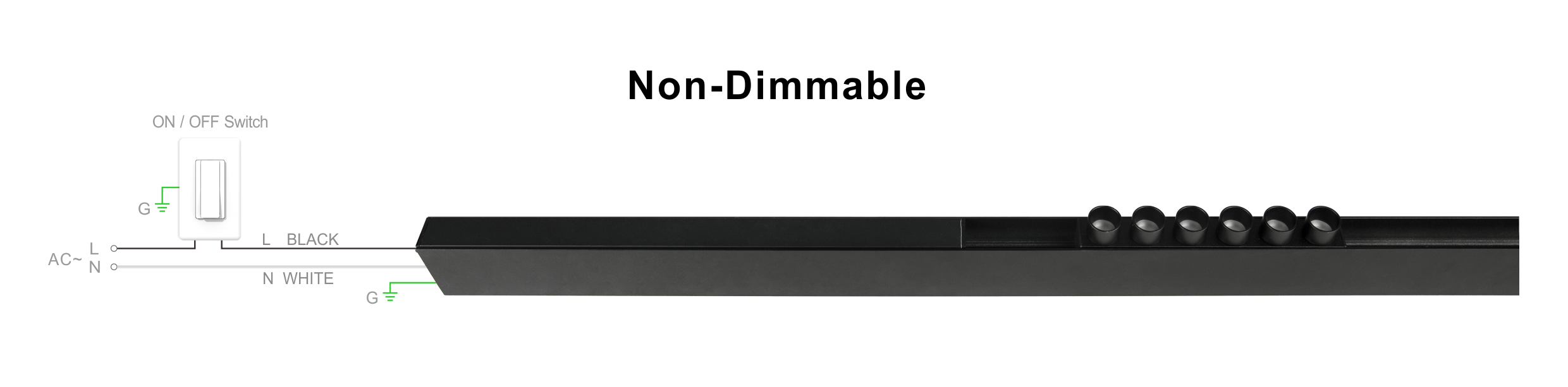 Suretron Non-Dimmable Connecting Diagram مخطط توصيل محرك LED مغناطيسي غير قابل للضوء من Suretron متوافق مع اتصال مفتاح التشغيل/الإيقاف.