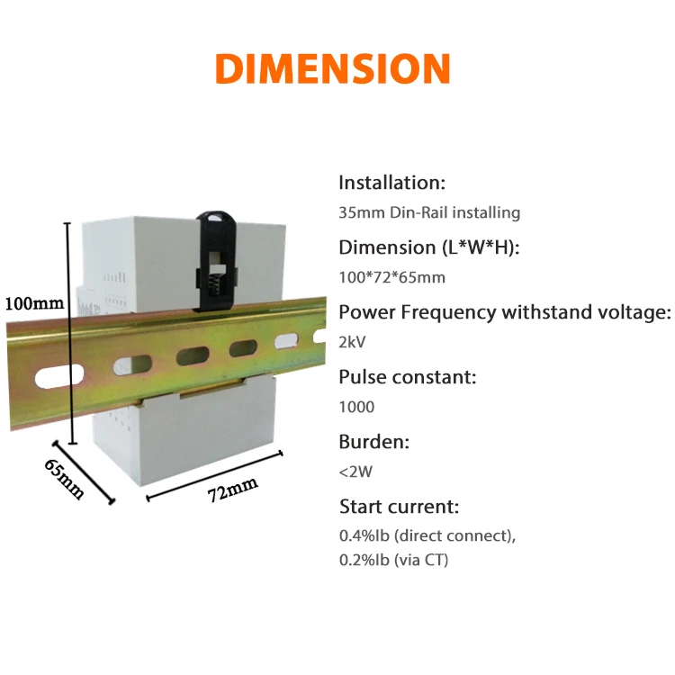 DFPM93 Three Phase Energy Meter 5A Via CT Dimension DFPM93 Comptador d'energia trifàsic 5A a través de la dimensió CT