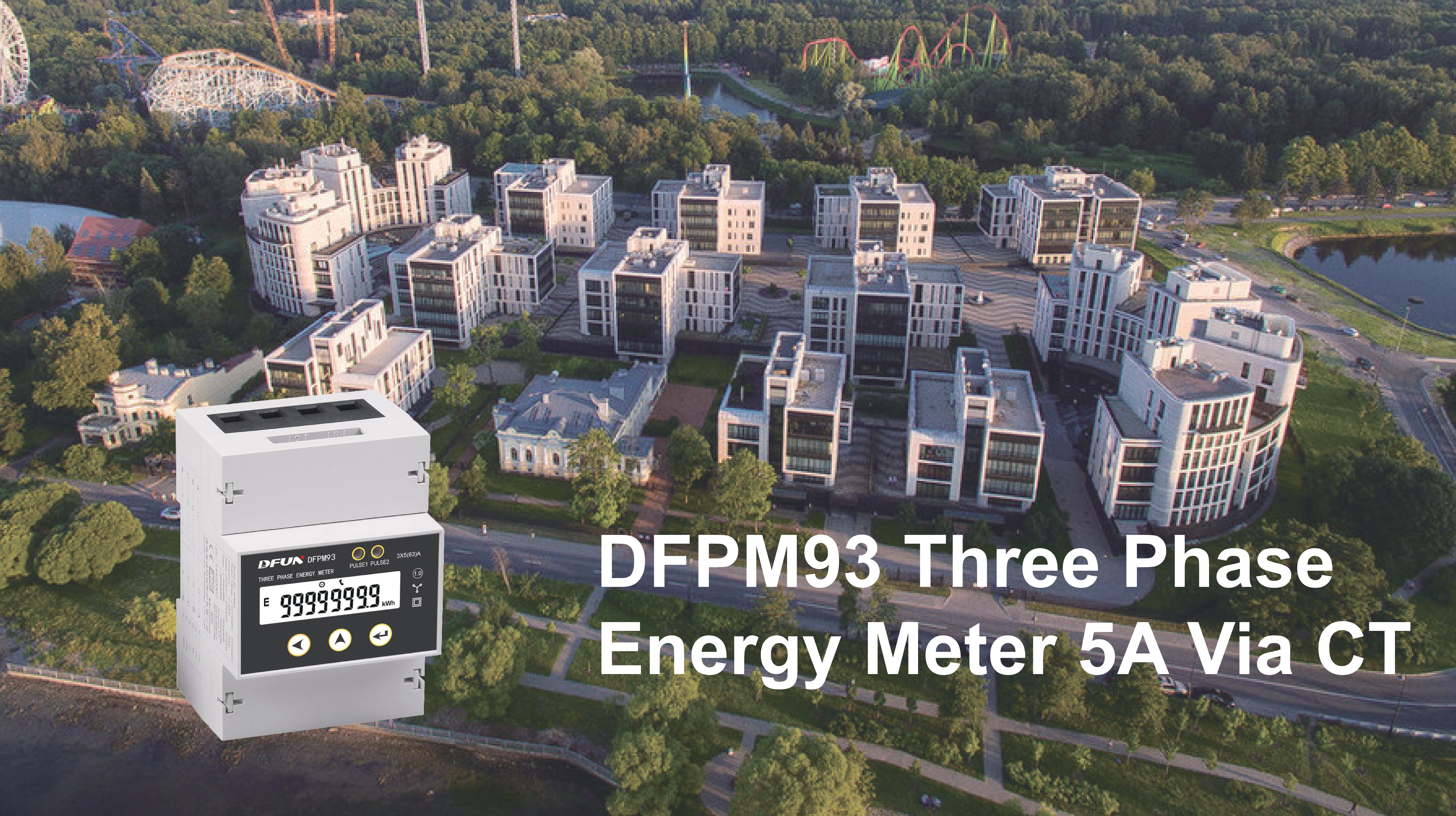 DFPM93 Three Phase Energy Meter 5A Via CT Heading DFPM93 Comptador d'energia trifàsic 5A Via CT Encapçalament