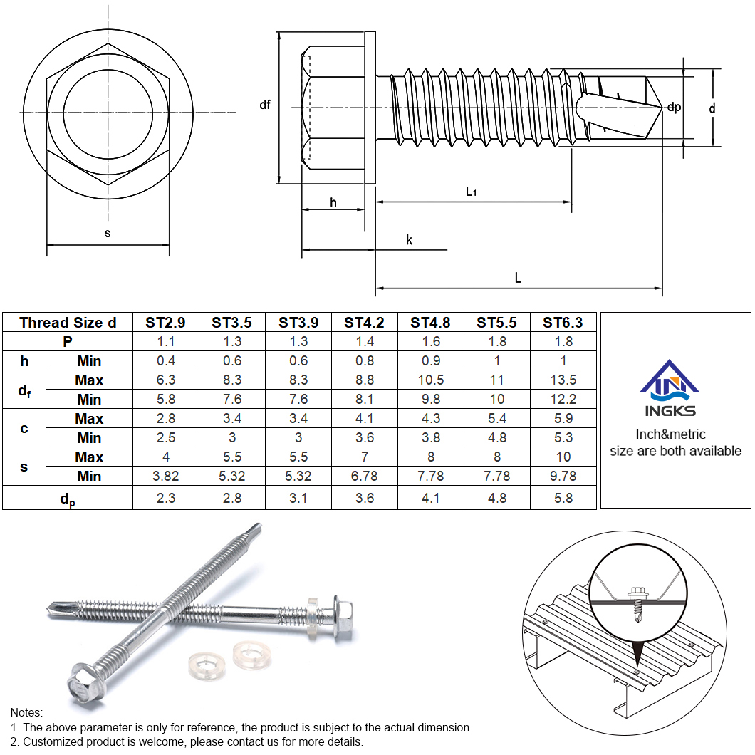 Hex Wafer Head Self Drilling Screws-SD7 ကို Indent လုပ်ထားသည်။