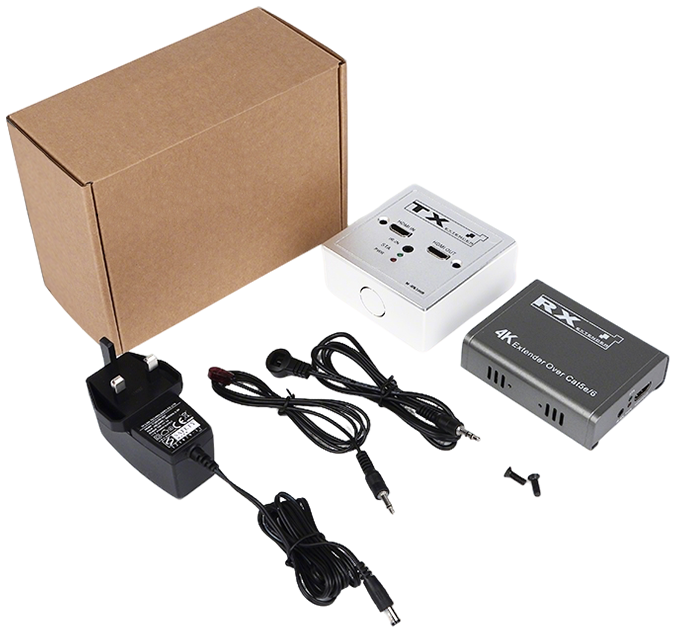 【M-HK100B】 Extensor HD Cat5e/6 con salida de bucle IR 4K