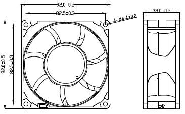 Dessins de ventilateur CC 92x38mm
