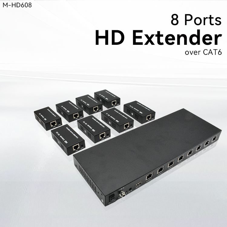 M-HD608 EDID POC IR Cat6 8 منافذ HD موسع
