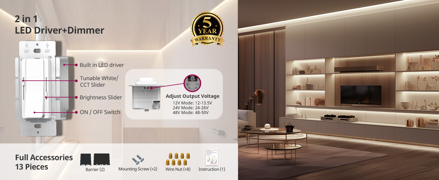 Suretron13-teiliger All-in-One-2-Kanal-Dimm-CCT-Treiber + Dimmer 2 in 1