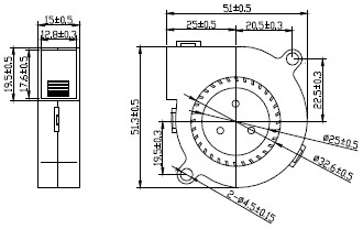 50x15mm DC 송풍기 도면
