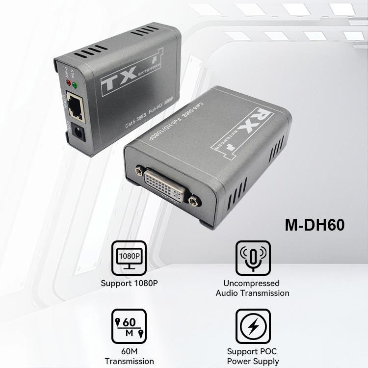 【M-DH60】Extensor DVI Cat6 HDCP1.2 POC 1080P