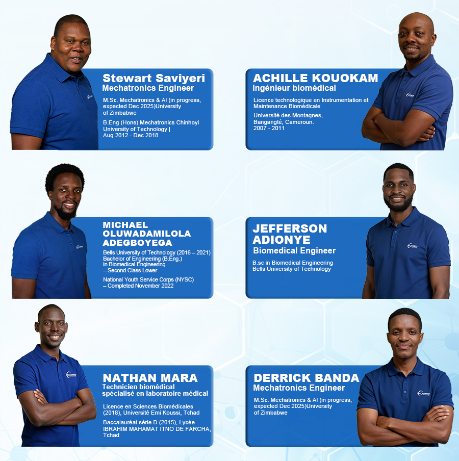 Formaci&oacute;n dos nosos 6 enxe&ntilde;eiros de equipos m&eacute;dicos que prestan servizo a Zimbabue, Camer&uacute;n, Nixeria, Zambia e Chad.