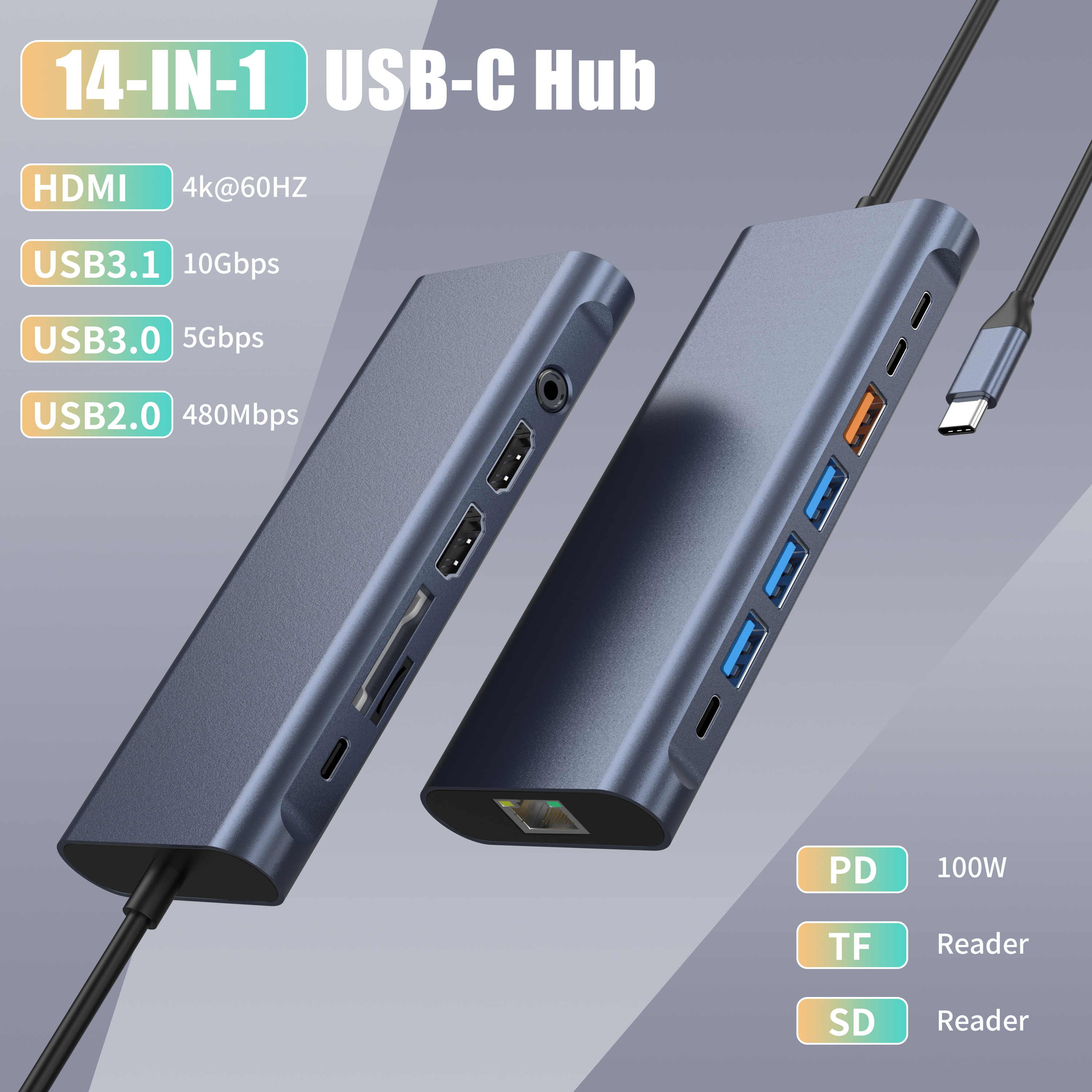 14 IN 1 USB C HUB 14合1 USB C集線器