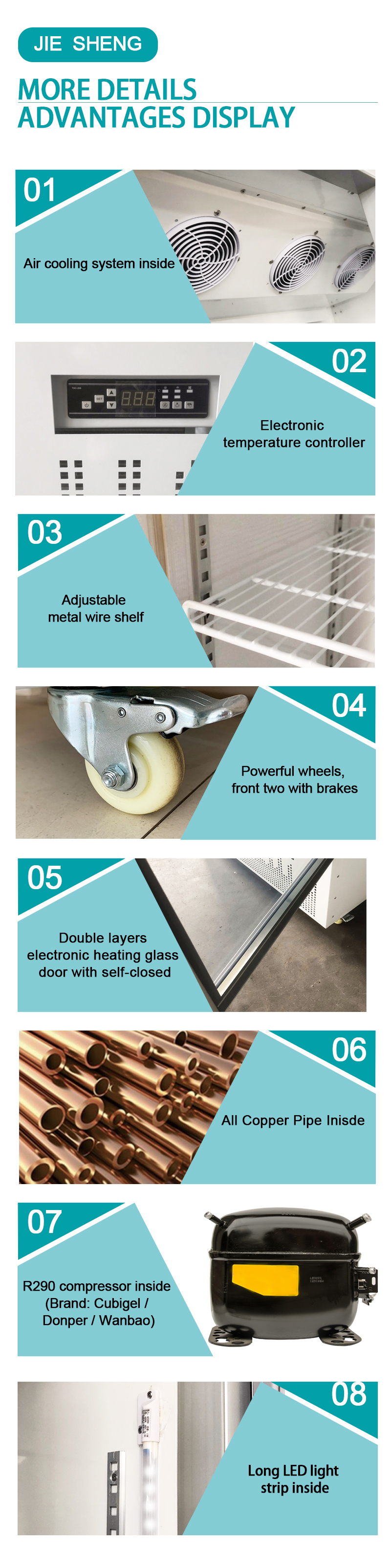 Aplicaci&oacute;n del refrigerador vertical para exhibici&oacute;n de bebidas