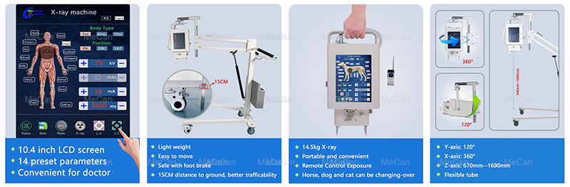 Caracter&iacute;stiques de la m&agrave;quina de raigs X digital port&agrave;til de pantalla t&agrave;ctil de 5,6 kW per al veterinari