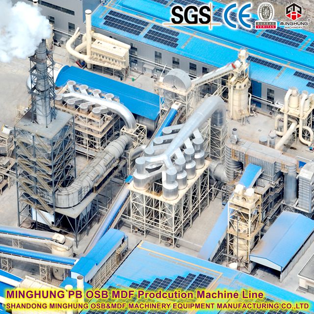 MINGHUNG Chipboard OSB MDF Prodcution Machine Line MINGHUNG drevotrieskové dosky OSB MDF výrobná strojová linka