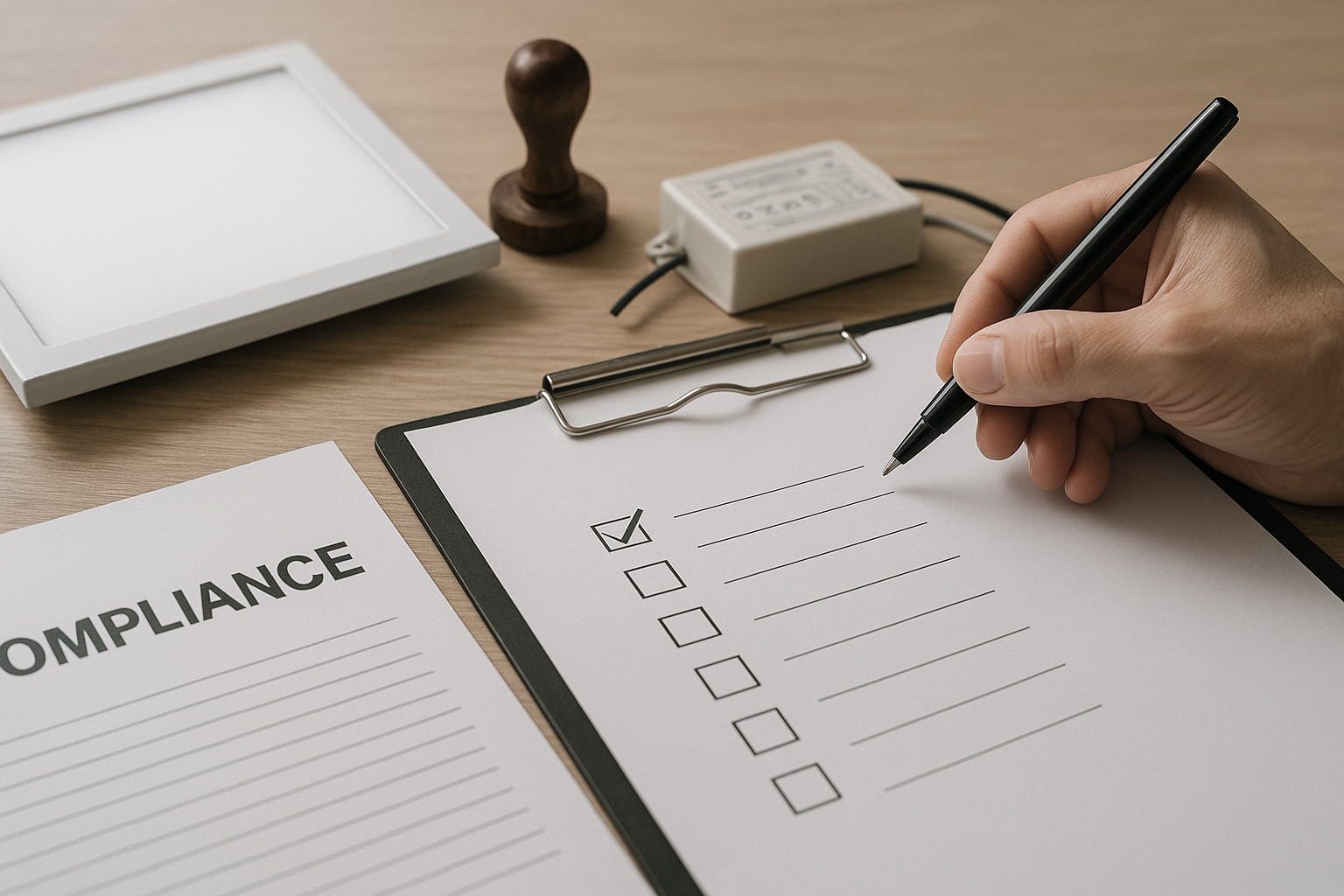 רשימת תאימות ומסמכי אישור לצד רכיבי תאורת פאנל LED