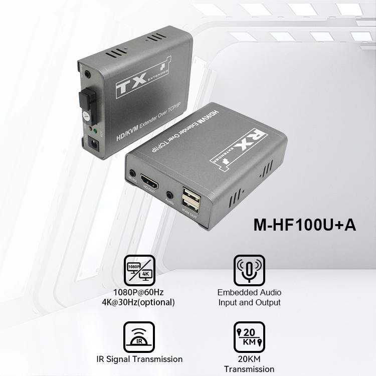 M-HF100U-A KVM TCP/IP IR موسع ألياف الصوت عالي الدقة المستقل