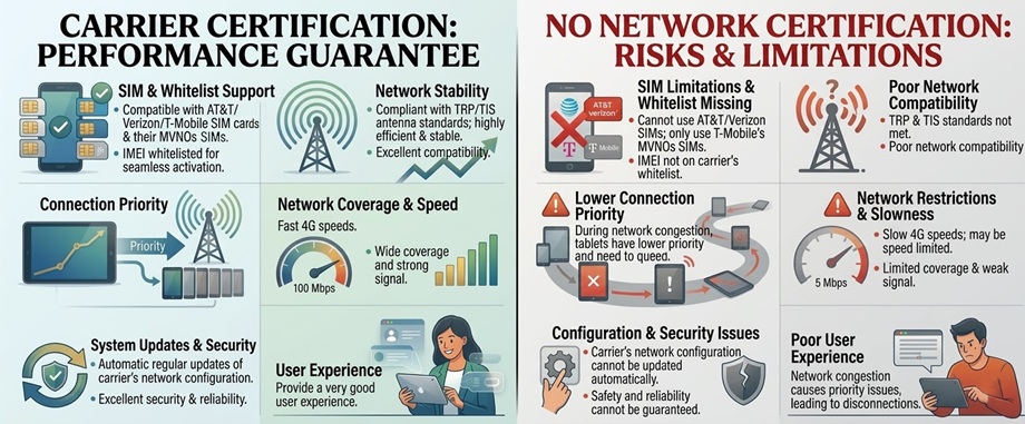Vergleich eines zertifizierten und eines nicht zertifizierten robusten Tablets