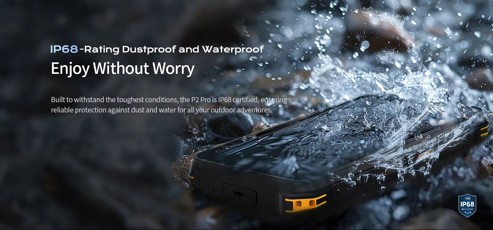 Indice de protection IP68, &eacute;tanche &agrave; la poussi&egrave;re et &agrave; l'eau, t&eacute;l&eacute;phone ext&eacute;rieur robuste de 6,78 pouces Android 14 | P2-Pro.png