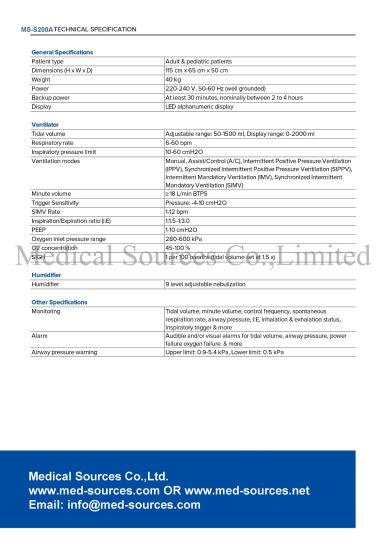 (MS-S200A) Respirateur néonatal pédiatrique pour respirateur néonatal de compresseur d'air de machine CPAP de l'hôpital