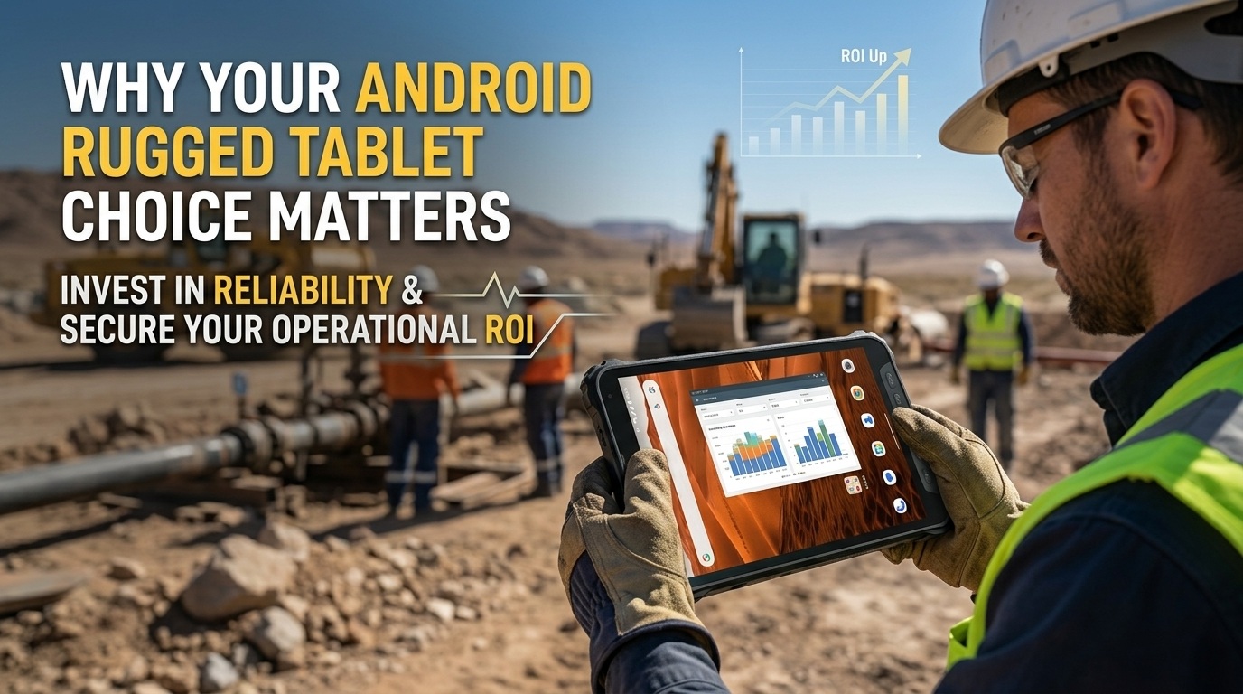Screen of the K8 Active Android rugged tablet under direct sunlight. 直射日光の下で見た K8 Active Android の頑丈なタブレットの画面。