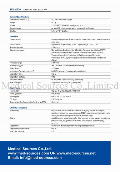 (MS-M540) Anesthésie Anesthésie Vaporisateur Hôpital Anesthésie avec Ventilateur