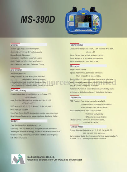 Défibrillateur externe automatique portatif de défibrillateur d'hôpital Aed avec ce