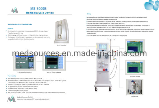 (MS-8000B) Bombas dobles Máquina de diálisis de hemodiálisis humana y veterinaria