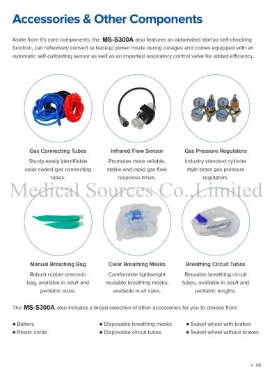 (MS-S300A) Fonctionnement de l'écran couleur TFT et machine de réadaptation CPAP Ventilateur néonatal pour bébé néonatal