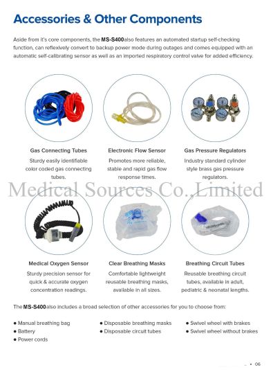 (MS-S400) Sistema de ventilación neonatal Máquina CPAP médica Ventilador para bebés Ventilador de hospital