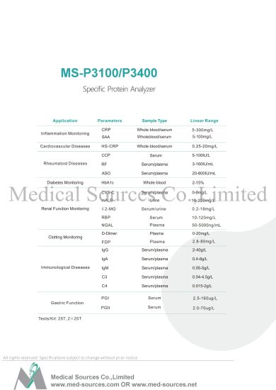 (MS-P3400) Instrumentos analíticos clínicos Analizador Hba1c Analizador de proteínas portátil
