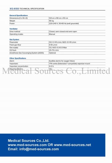 (MS-M500) Écran tactile médical Halothane Isoflurane Enflurane Sevofluane Vaporisateur Anesthésie