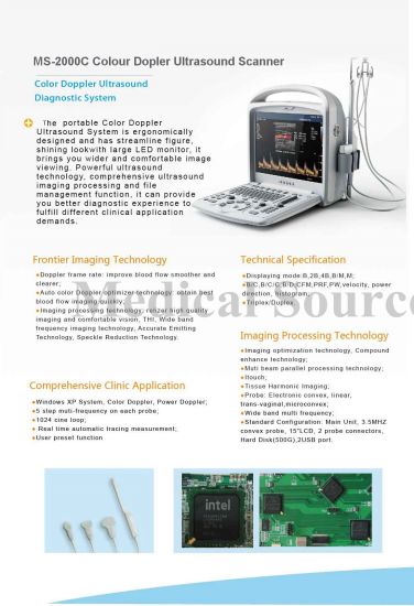 (MS-2000C) Máquina portátil de escaneo por ultrasonido Doppler a color Escáner de ultrasonido